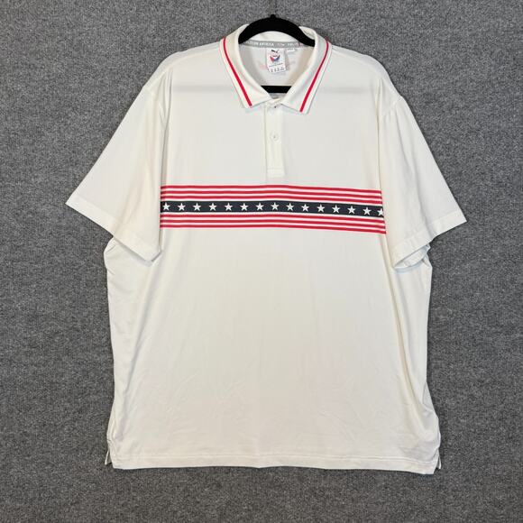 Puma Volition America Polo Shirt Mens XL White Performance Stars Stripes USA - Picture 2 of 9